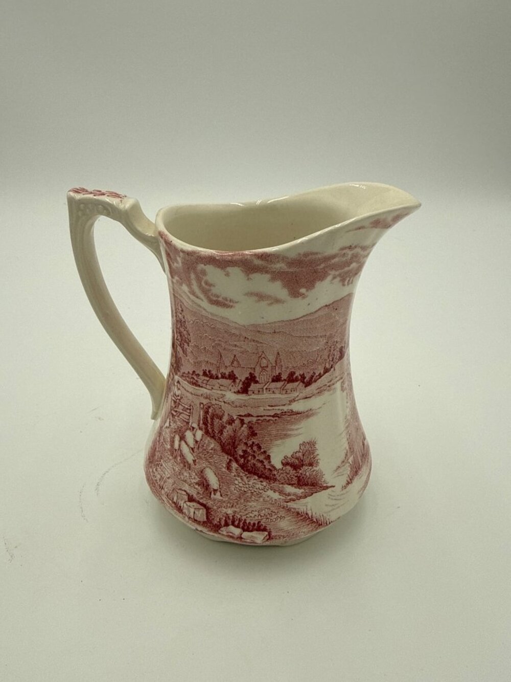 Alfred Meakin England Tintern Pattern Creamer With Scenic Red Transferware Desig